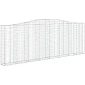 vidaXL Gabione mit Hochbogen 400x30x140/160 cm Verzinktes Eisen