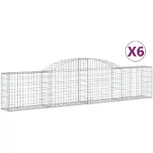 vidaXL Gabionen mit Hochbogen 6 Stk. 300x30x60/80 cm Verzinktes Eisen
