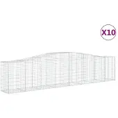 vidaXL Gabionen mit Hochbogen 10 Stk. 400x50x80/100cm Verzinktes Eisen