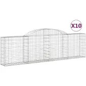 vidaXL Gabionen mit Hochbogen 10 Stk. 300x30x80/100cm Verzinktes Eisen
