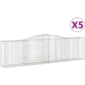 vidaXL Gabionen mit Hochbogen 5 Stk. 400x50x100/120cm Verzinktes Eisen
