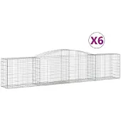 vidaXL Gabionen mit Hochbogen 6 Stk. 400x50x80/100cm Verzinktes Eisen