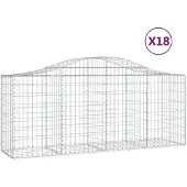vidaXL Gabionen mit Hochbogen 18 Stk. 200x50x80/100cm Verzinktes Eisen