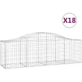 vidaXL Gabionen mit Hochbogen 18 Stk. 200x50x60/80 cm Verzinktes Eisen