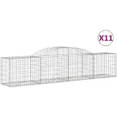 vidaXL Gabionen mit Hochbogen 11 Stk. 300x50x60/80 cm Verzinktes Eisen
