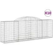 vidaXL Gabionen mit Hochbogen 10 Stk 300x50x100/120cm Verzinktes Eisen