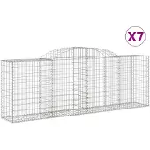 vidaXL Gabionen mit Hochbogen 7 Stk. 300x50x100/120cm Verzinktes Eisen