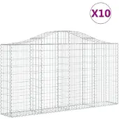 vidaXL Gabionen mit Hochbogen 10Stk. 200x30x100/120cm Verzinktes Eisen