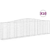 vidaXL Gabionen mit Hochbogen 10Stk. 400x30x100/120cm Verzinktes Eisen