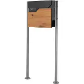 ML-Design Standbriefkasten mit Zeitungsfach Pfosten 120 cm Anthrazit-Holzoptik