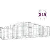 vidaXL Gabionen mit Hochbogen 15 Stk. 200x50x40/60 cm Verzinktes Eisen