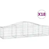 vidaXL Gabionen mit Hochbogen 18 Stk. 200x50x40/60 cm Verzinktes Eisen