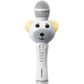 Lenco BMC-060WH - Karaoke-Mikrofon mit Bluetooth, SD-Slot, Beleuchtung, Aux-Ausgang- Weiß