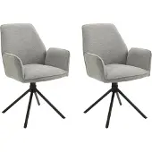 ByLiving Esszimmerstuhl "Blair", grau (hellgrau, schwarz), B:60cm H:88cm T:64cm, Metall, Stühle, Esszimmerstuhl, 2er-Set, 360 Grad drehbar, gemütlicher Sessel, verschiedenen Stoffe