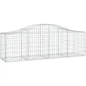 vidaXL Gabione mit Hochbogen 200x50x60/80 cm Verzinktes Eisen