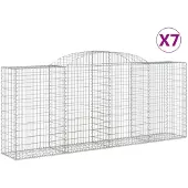 vidaXL Gabionen mit Hochbogen 7 Stk. 300x50x120/140cm Verzinktes Eisen
