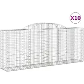 vidaXL Gabionen mit Hochbogen 10 Stk 300x50x120/140cm Verzinktes Eisen