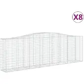 vidaXL Gabionen mit Hochbogen 8 Stk. 400x50x120/140cm Verzinktes Eisen