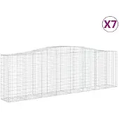 vidaXL Gabionen mit Hochbogen 7 Stk. 400x50x120/140cm Verzinktes Eisen