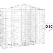 vidaXL Gabionen mit Hochbogen 10Stk. 200x50x160/180cm Verzinktes Eisen