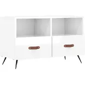 vidaXL TV-Schrank Hochglanz-Weiß 80x36x50 cm Holzwerkstoff
