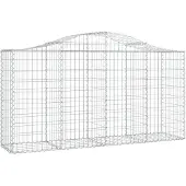 vidaXL Gabione mit Hochbogen 200x50x100/120 cm Verzinktes Eisen