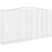 vidaXL Gabione mit Hochbogen 400x50x200/220 cm Verzinktes Eisen