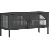 vidaXL TV-Schrank Schwarz 105x35x50 cm Glas und Stahl