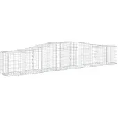 vidaXL Gabionen mit Hochbogen 2 Stk. 400x50x60/80 cm Verzinktes Eisen