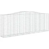 vidaXL Gabione mit Hochbogen 400x50x140/160 cm Verzinktes Eisen