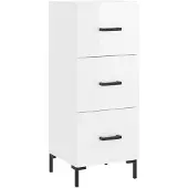 vidaXL Sideboard Hochglanz-Weiß 34,5x34x90 cm Holzwerkstoff