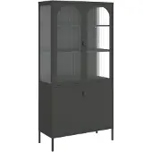 vidaXL Highboard Schwarz 90x40x180 cm Glas und Stahl