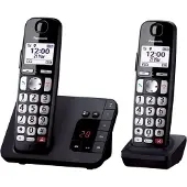 Panasonic KX-TGE262NLB, DECT-Telefon, Kabelloses Mobilteil, Freisprecheinrichtung, 200 Eintragungen, Anrufer-Identifikation, Schwarz