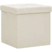 vidaXL Hocker mit Stauraum Cremeweiß Leinenoptik 338764