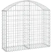 vidaXL Gabione mit Hochbogen 100x30x80/100 cm Verzinktes Eisen