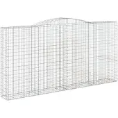 vidaXL Gabione mit Hochbogen 400x50x200/220 cm Verzinktes Eisen