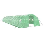 vidaXL Gewächshaus mit Stahlrahmen Grün 64 m² 16x4x2 m
