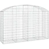 vidaXL Gabione mit Hochbogen 200x50x120/140 cm Verzinktes Eisen