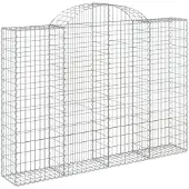 vidaXL Gabione mit Hochbogen 200x30x140/160 cm Verzinktes Eisen