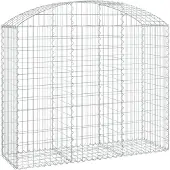 vidaXL Gabione mit Hochbogen 150x50x120/140 cm Verzinktes Eisen