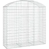vidaXL Gabione mit Hochbogen 150x50x140/160 cm Verzinktes Eisen