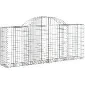 vidaXL Gabione mit Hochbogen 200x30x80/100 cm Verzinktes Eisen