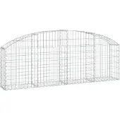 vidaXL Gabione mit Hochbogen 200x30x60/80 cm Verzinktes Eisen
