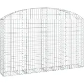 vidaXL Gabione mit Hochbogen 200x30x120/140 cm Verzinktes Eisen