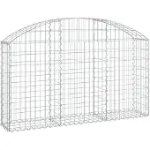 vidaXL Gabione mit Hochbogen 150x30x80/100 cm Verzinktes Eisen