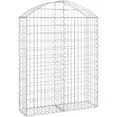 vidaXL Gabione mit Hochbogen 100x30x120/140 cm Verzinktes Eisen