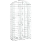 vidaXL Gabione mit Hochbogen 100x50x180/200 cm Verzinktes Eisen