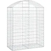 vidaXL Gabione mit Hochbogen 100x50x120/140 cm Verzinktes Eisen