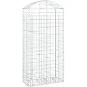 vidaXL Gabione mit Hochbogen 100x50x200/220 cm Verzinktes Eisen