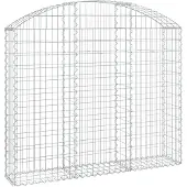 vidaXL Gabione mit Hochbogen 150x30x120/140 cm Verzinktes Eisen